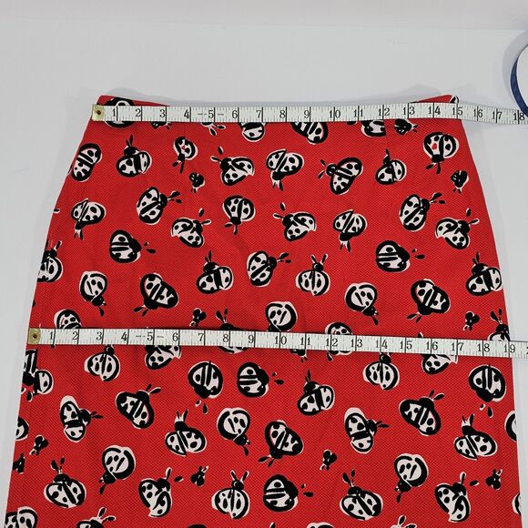 Talbots Red Ladybug Print Stretch Cotton Pencil Skirt Size 10 - Picture 5 of 6